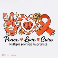 Retro Groovy Peace Love Cure Multiple Sclerosis Awareness Women's Hoodie thumb 2