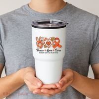 Retro Groovy Peace Love Cure Multiple Sclerosis Awareness Tumbler thumb 2