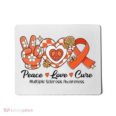 Retro Groovy Peace Love Cure Multiple Sclerosis Awareness Mousepad