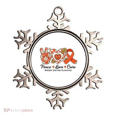 Retro Groovy Peace Love Cure Multiple Sclerosis Awareness Ornament