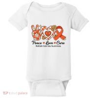 Retro Groovy Peace Love Cure Multiple Sclerosis Awareness Baby Bodysuit thumb 0