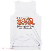 Retro Groovy Peace Love Cure Multiple Sclerosis Awareness Tank Top thumb 0