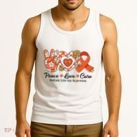 Retro Groovy Peace Love Cure Multiple Sclerosis Awareness Tank Top thumb 3