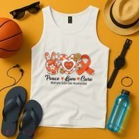 Retro Groovy Peace Love Cure Multiple Sclerosis Awareness Tank Top thumb 4