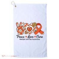 Retro Groovy Peace Love Cure Multiple Sclerosis Awareness Golf Towel thumb 0