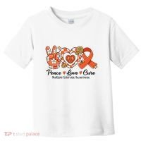 Retro Groovy Peace Love Cure Multiple Sclerosis Awareness Toddler T-Shirt thumb 0