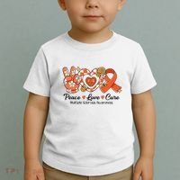 Retro Groovy Peace Love Cure Multiple Sclerosis Awareness Toddler T-Shirt thumb 2