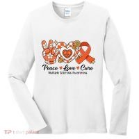 Retro Groovy Peace Love Cure Multiple Sclerosis Awareness Women's Long Sleeve Shirt thumb 0