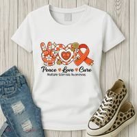 Retro Groovy Peace Love Cure Multiple Sclerosis Awareness Women's T-Shirt thumb 3