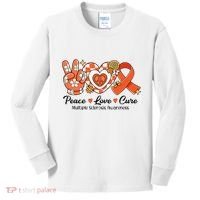 Retro Groovy Peace Love Cure Multiple Sclerosis Awareness Kids Long Sleeve Shirt thumb 0