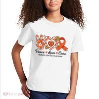 Retro Groovy Peace Love Cure Multiple Sclerosis Awareness Kids T-Shirt thumb 2