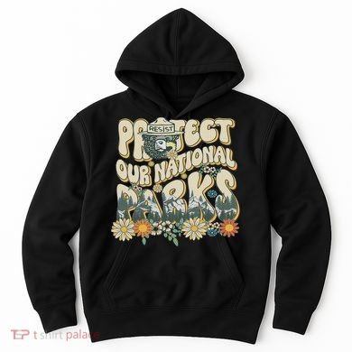 Retro Groovy Protect Our National Parks Bear Funny Hoodie