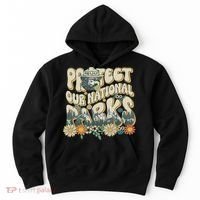 Retro Groovy Protect Our National Parks Bear Funny Hoodie thumb 0