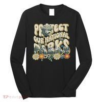 Retro Groovy Protect Our National Parks Bear Funny Long Sleeve Shirt thumb 0