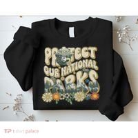 Retro Groovy Protect Our National Parks Bear Funny Sweatshirt thumb 2