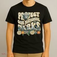 Retro Groovy Protect Our National Parks Bear Funny T-Shirt thumb 3