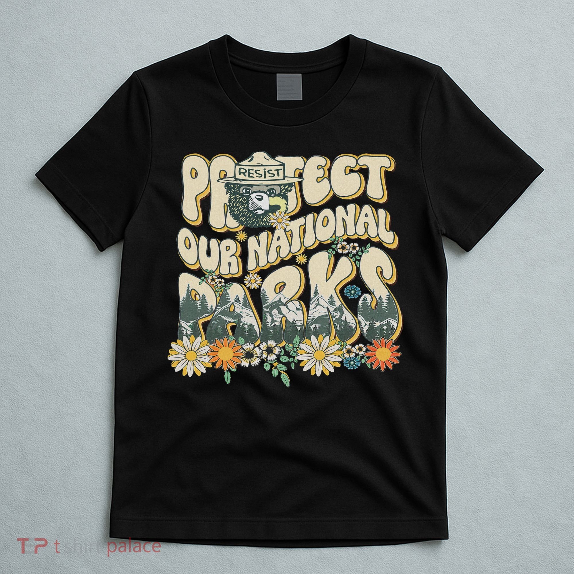 Retro Groovy Protect Our National Parks Bear Funny T-Shirt