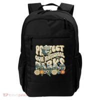 Retro Groovy Protect Our National Parks Bear Funny Backpack thumb 0