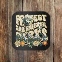 Retro Groovy Protect Our National Parks Bear Funny Coaster thumb 0
