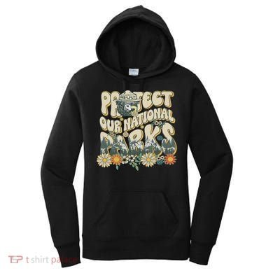 Retro Groovy Protect Our National Parks Bear Funny Women's Hoodie