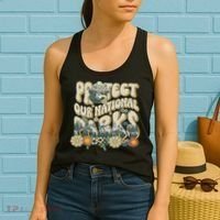 Retro Groovy Protect Our National Parks Bear Funny Women's Tank Top thumb 2