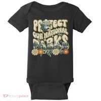 Retro Groovy Protect Our National Parks Bear Funny Baby Bodysuit thumb 0