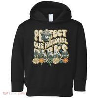 Retro Groovy Protect Our National Parks Bear Funny Toddler Hoodie thumb 0