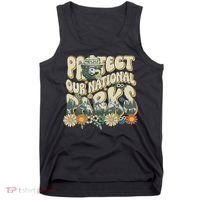 Retro Groovy Protect Our National Parks Bear Funny Tank Top thumb 0