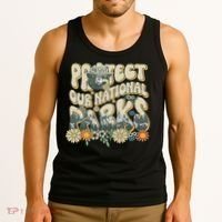 Retro Groovy Protect Our National Parks Bear Funny Tank Top thumb 3