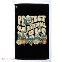 Retro Groovy Protect Our National Parks Bear Funny Golf Towel thumb 0