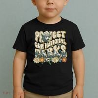 Retro Groovy Protect Our National Parks Bear Funny Toddler T-Shirt thumb 2