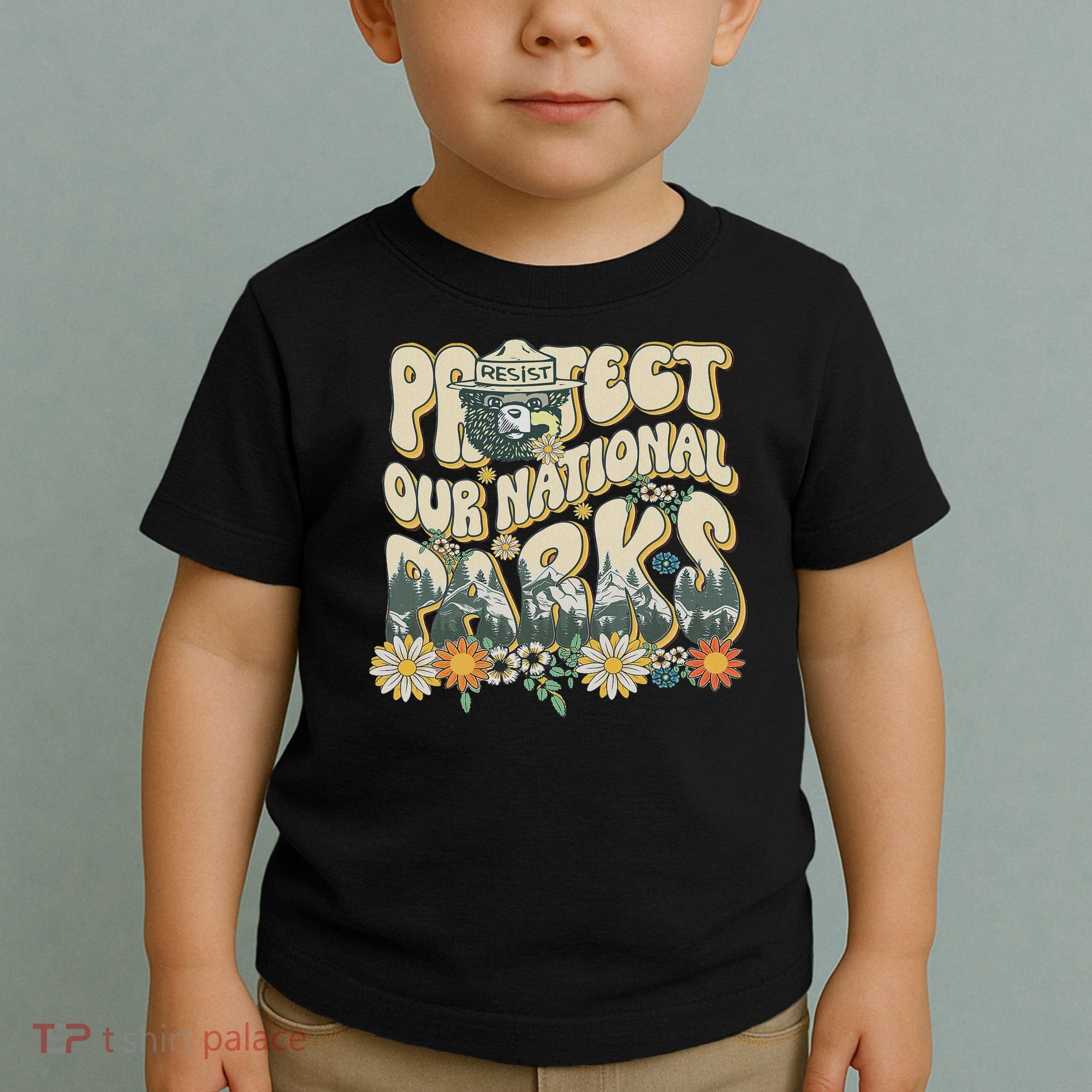 Retro Groovy Protect Our National Parks Bear Funny Toddler T-Shirt