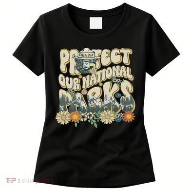 Retro Groovy Protect Our National Parks Bear Funny Women's T-Shirt