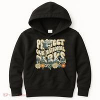 Retro Groovy Protect Our National Parks Bear Funny Kids Hoodie thumb 0