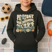 Retro Groovy Protect Our National Parks Bear Funny Kids Hoodie thumb 2