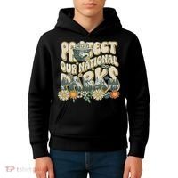 Retro Groovy Protect Our National Parks Bear Funny Kids Hoodie thumb 4