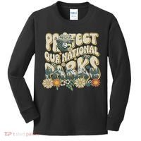 Retro Groovy Protect Our National Parks Bear Funny Kids Long Sleeve Shirt thumb 0