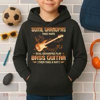 Real Grandpas Play Bass Guitar And Take A Naps Kids Hoodie thumb 2