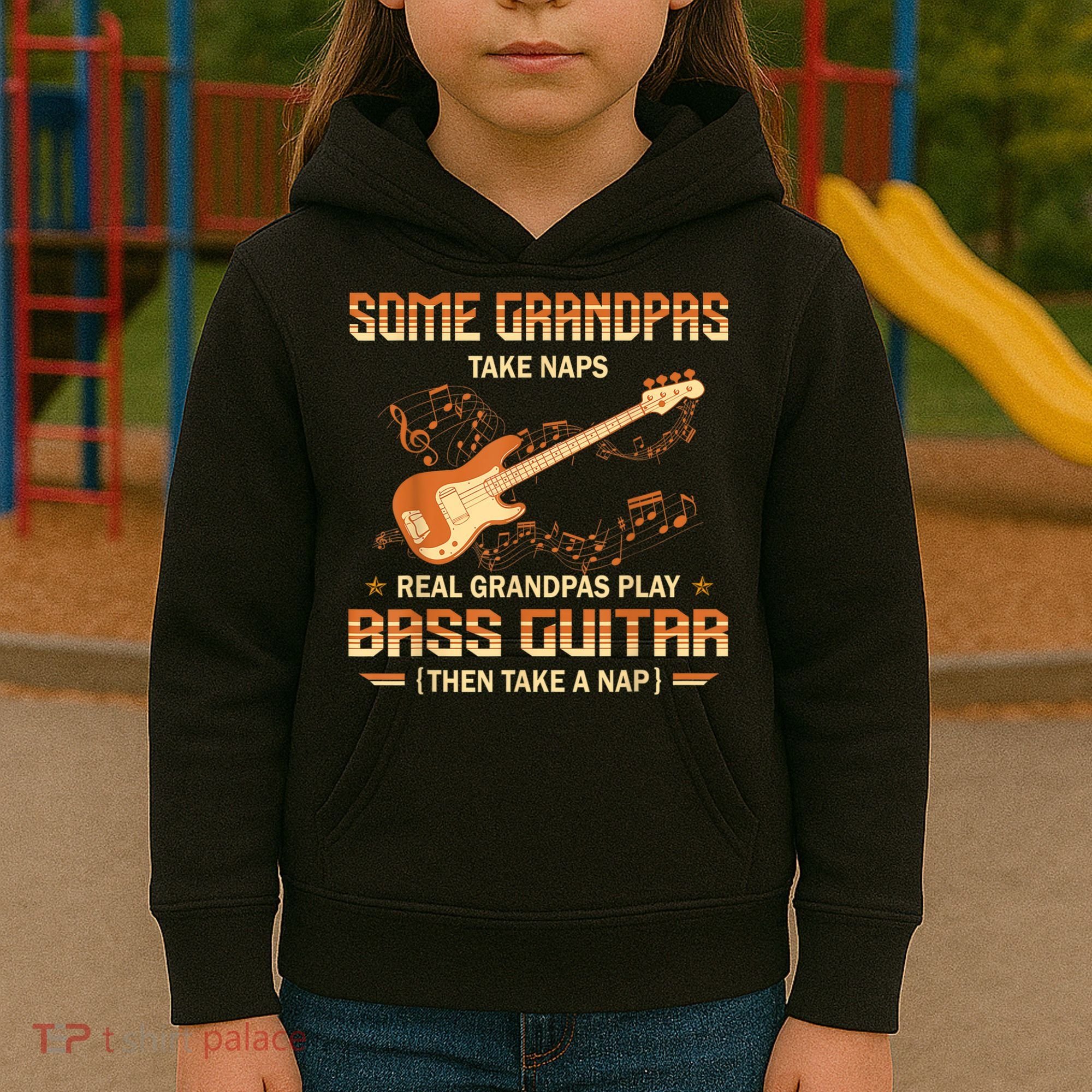 Real Grandpas Play Bass Guitar And Take A Naps Kids Hoodie