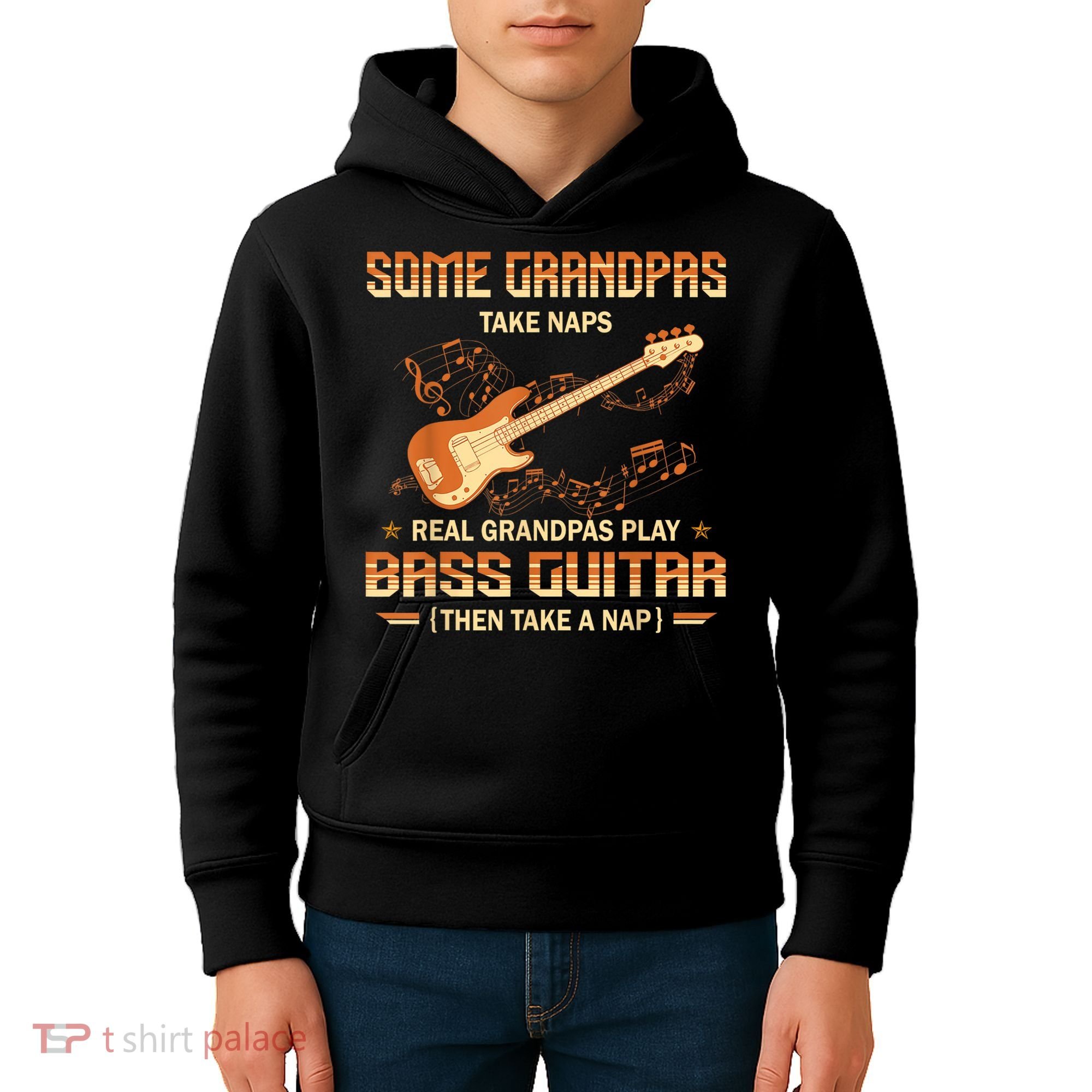 Real Grandpas Play Bass Guitar And Take A Naps Kids Hoodie