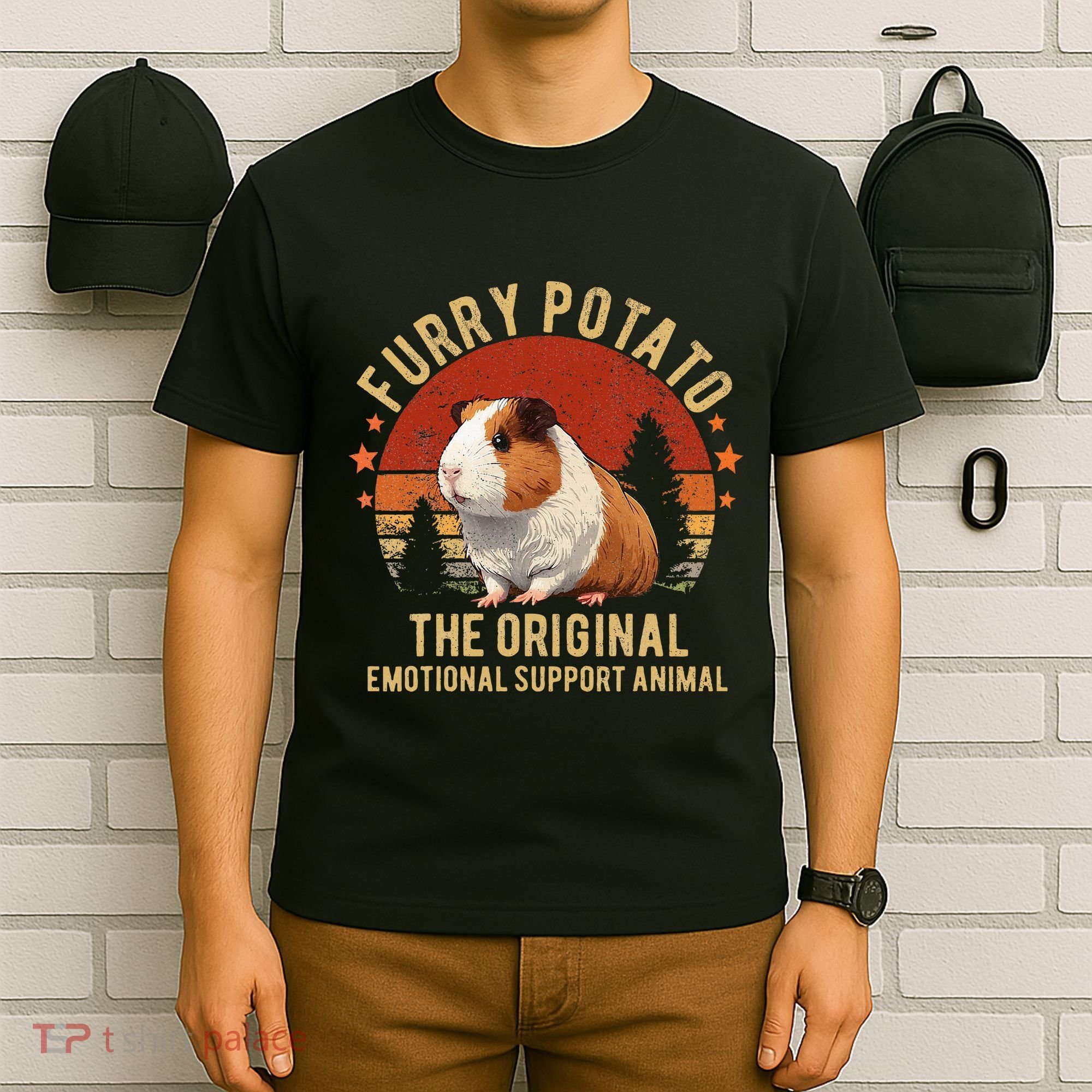 Retro Guinea Pig Furry Potato Vintage Guinea Pig Funny T-Shirt