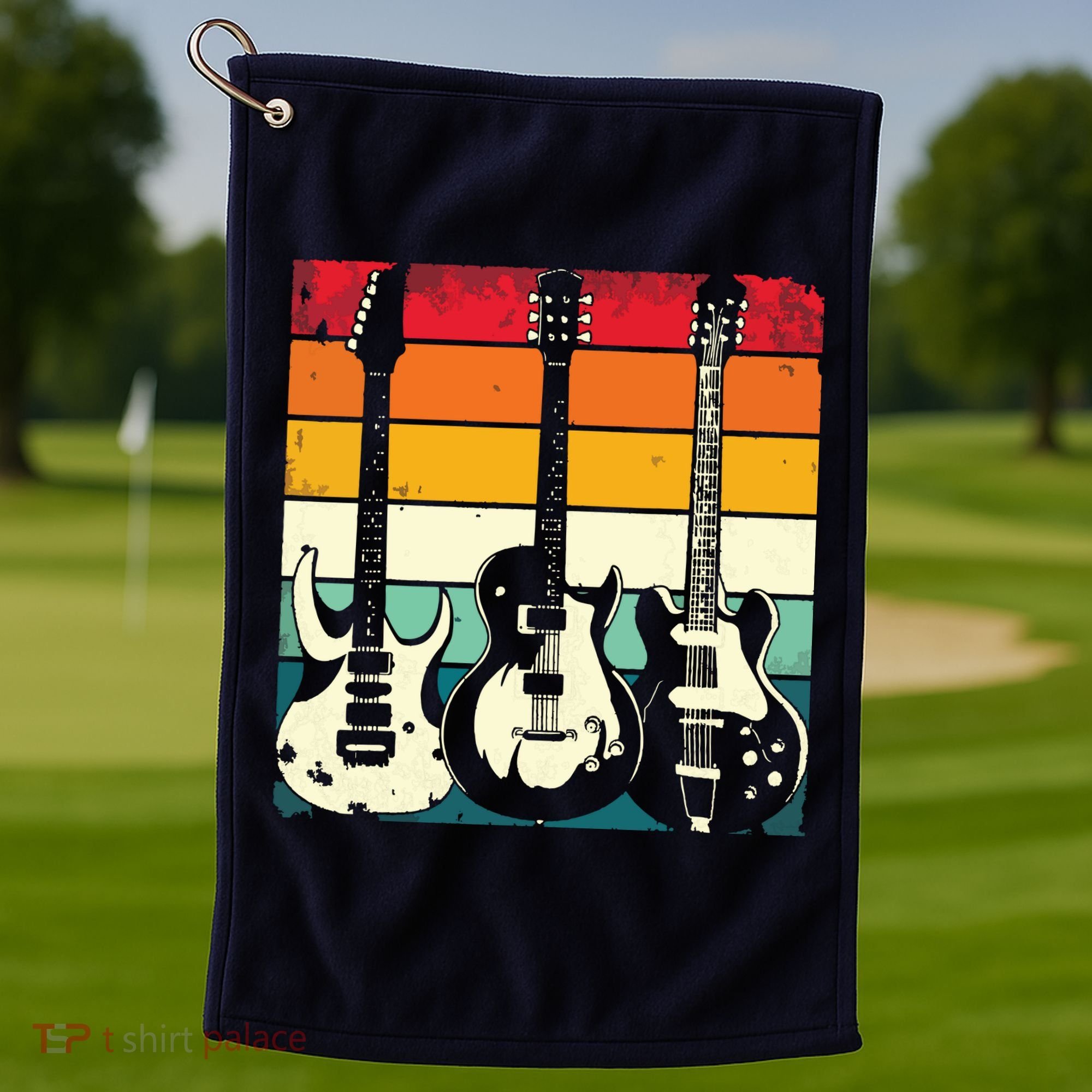 Retro Guitar Golf Towel