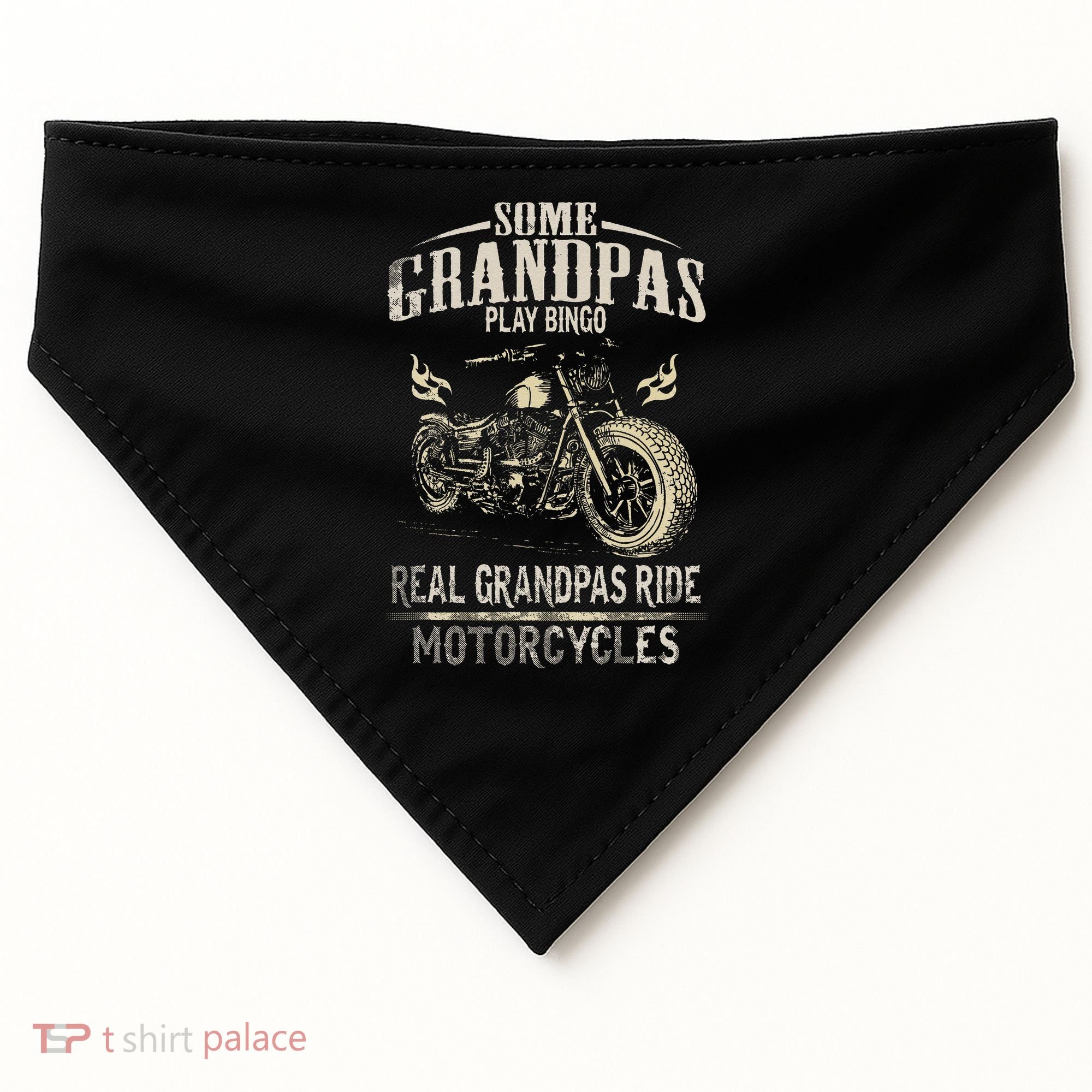 Real Grandpas Ride Motorcycle Tee Biker Grandpa USA-Made Doggie Bandana