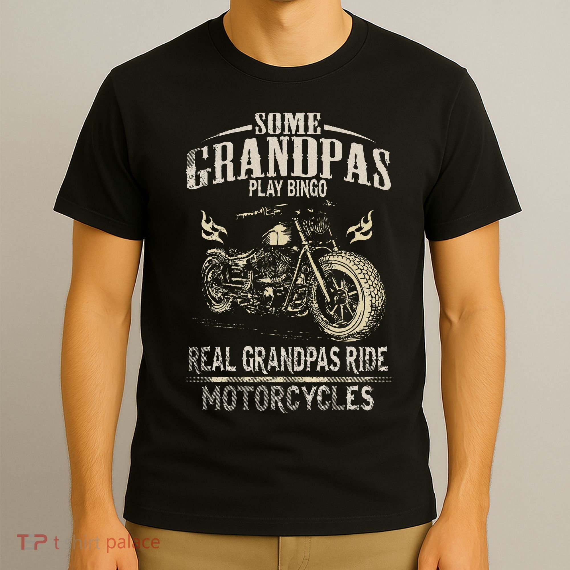 Real Grandpas Ride Motorcycle Tee Biker Grandpa T-Shirt