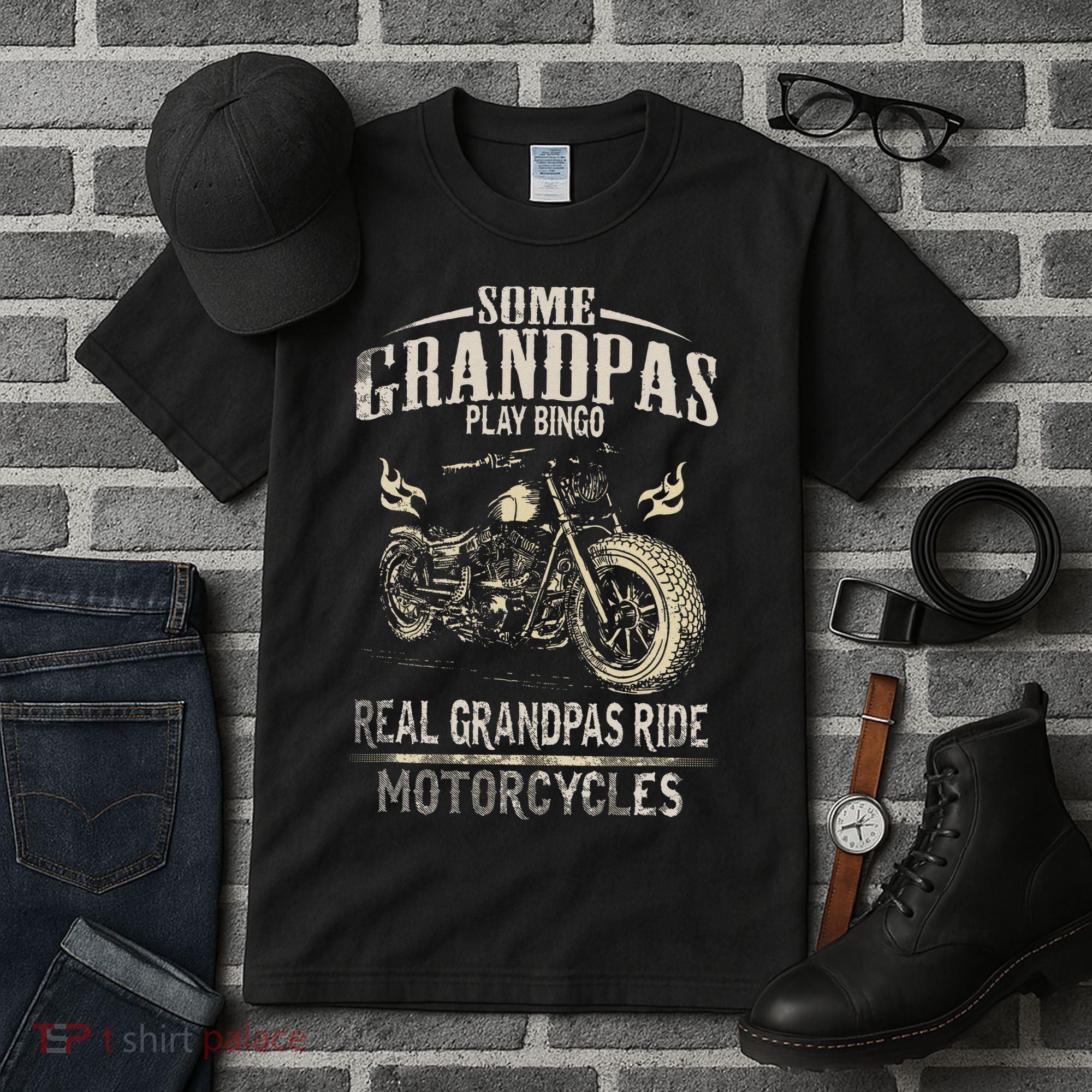 Real Grandpas Ride Motorcycle Tee Biker Grandpa Tall T-Shirt