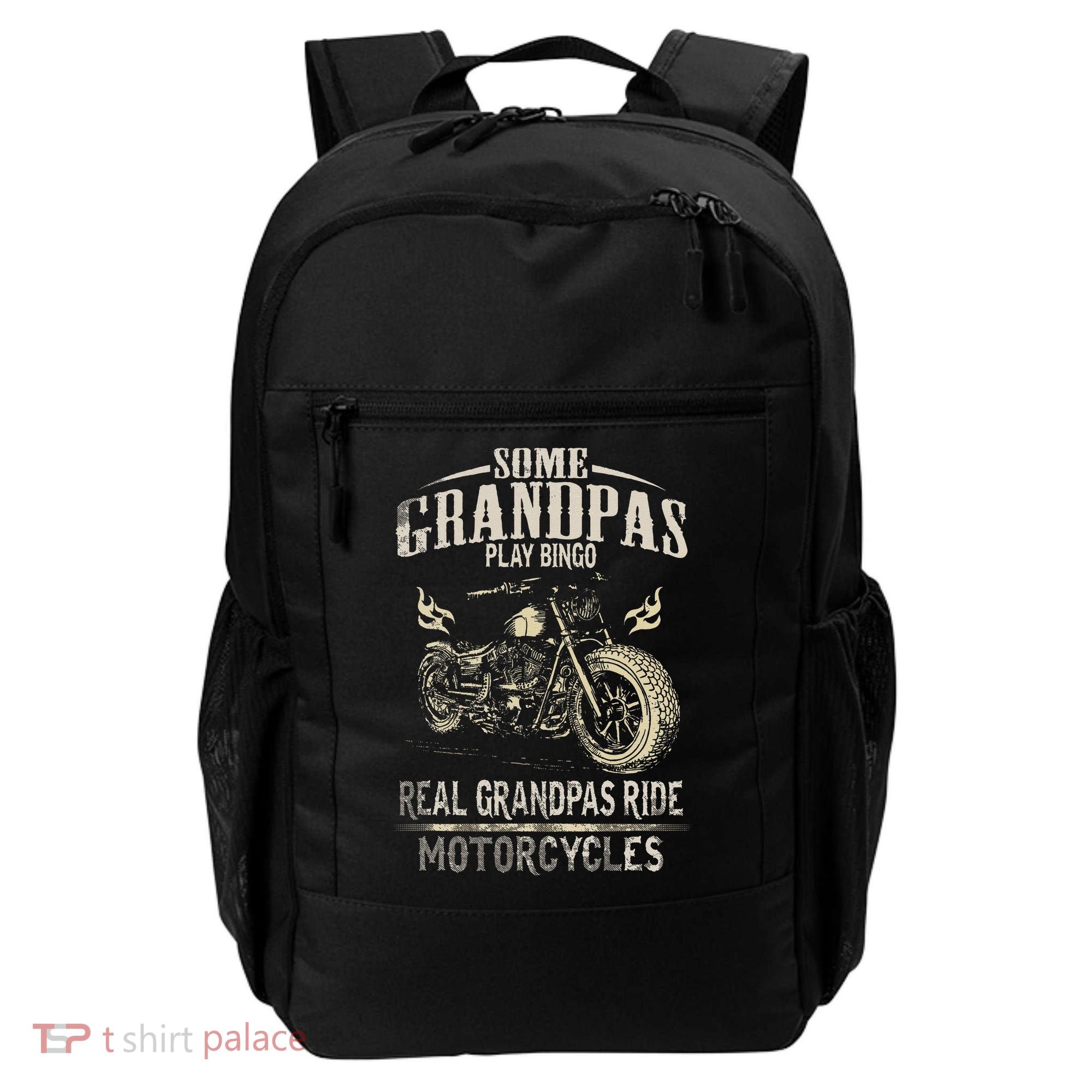 Real Grandpas Ride Motorcycle Tee Biker Grandpa Backpack