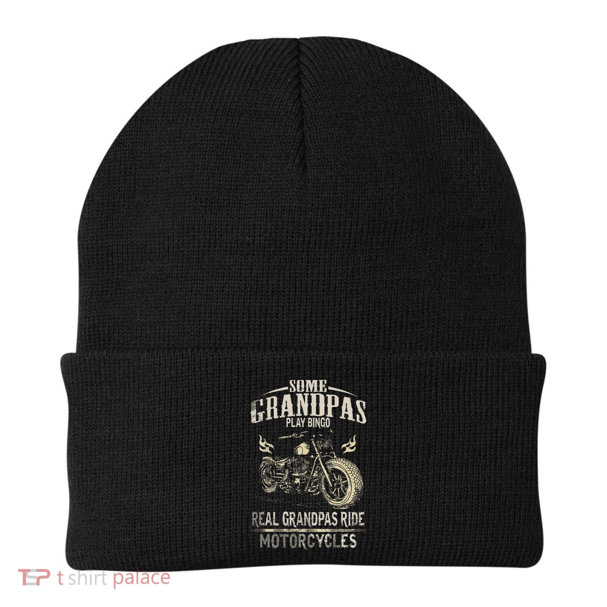Real Grandpas Ride Motorcycle Tee Biker Grandpa Beanie