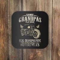Real Grandpas Ride Motorcycle Tee Biker Grandpa Coaster thumb 0