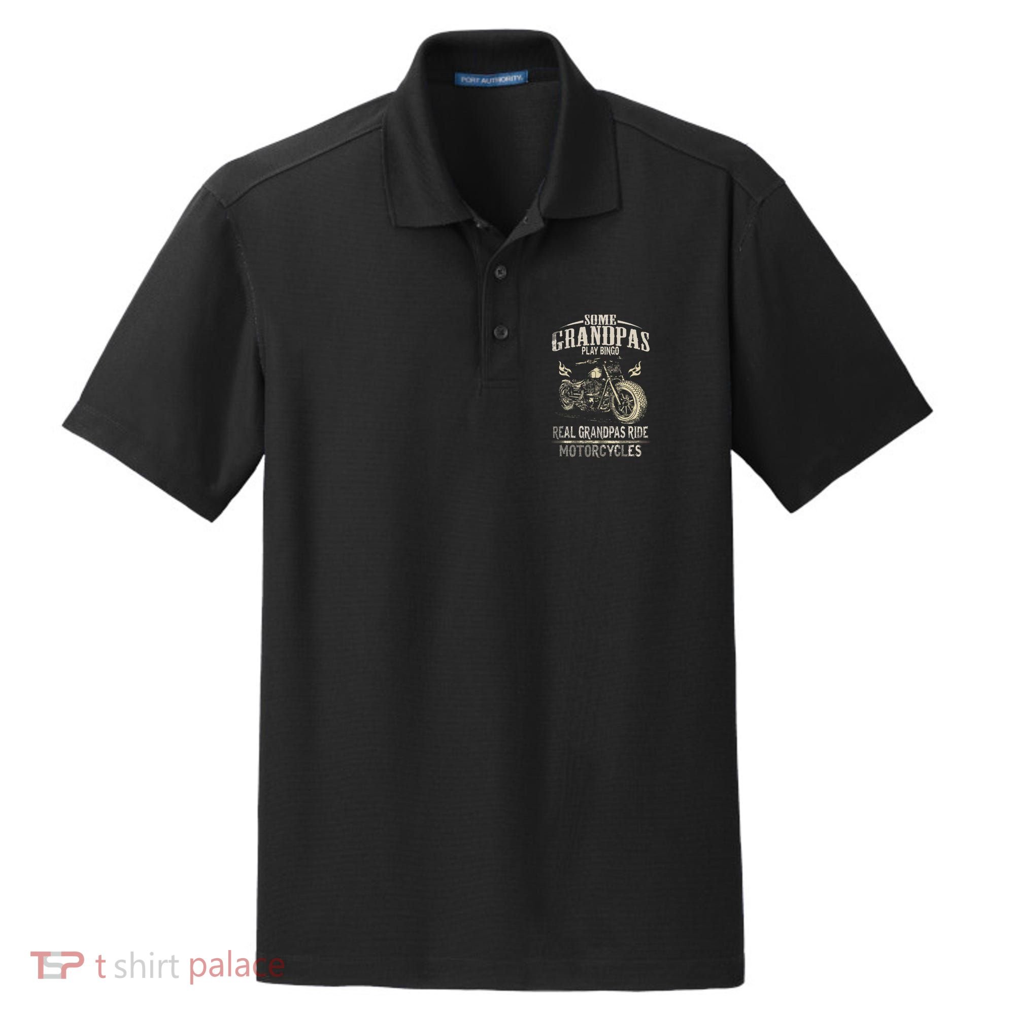 Real Grandpas Ride Motorcycle Tee Biker Grandpa Dry Zone Grid Polo