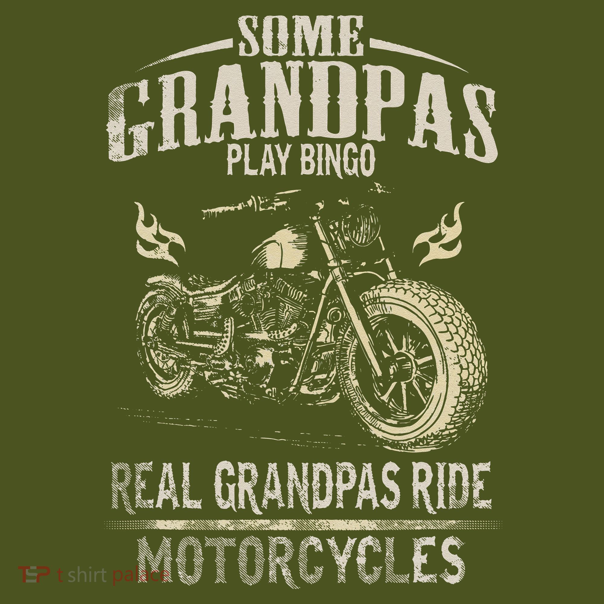 Real Grandpas Ride Motorcycle Tee Biker Grandpa The Baniff Cuffed Pom Beanie